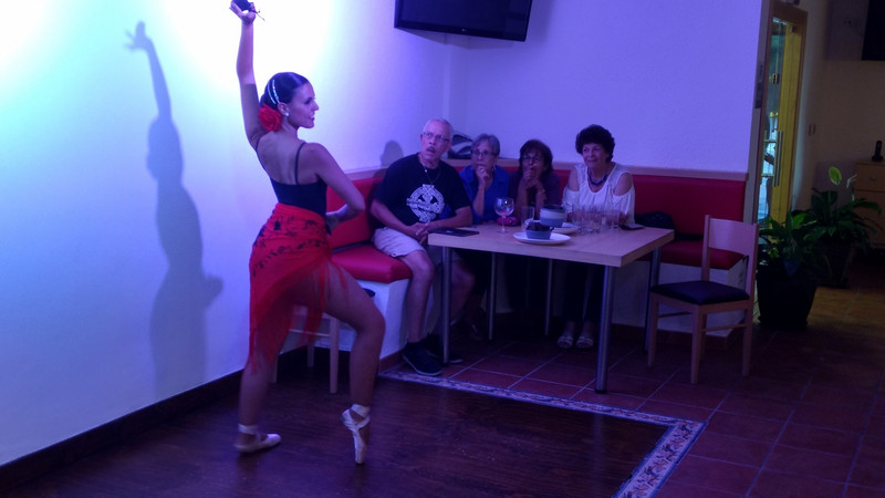 Front row seat for Flamenco dancing after dinner.