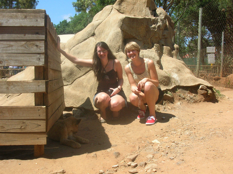 Lion cub at Lion Park with my daughters