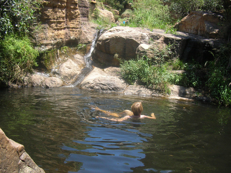 Amanda cooling off on our hike