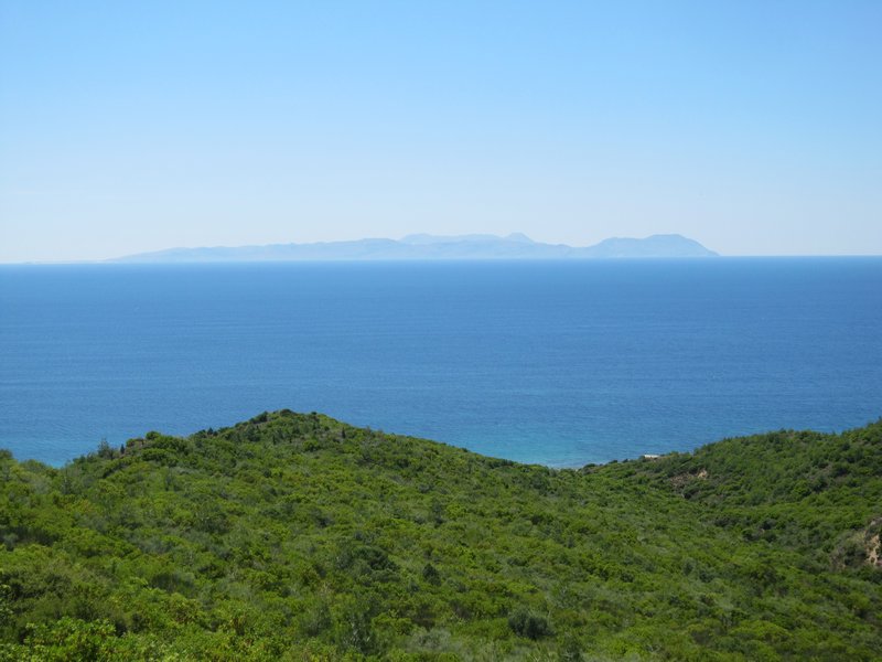 View from the cliffs down to the Aegean
