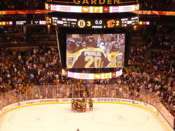 VIctory huddle - "Let's Go Bruins!"