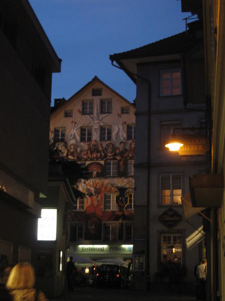 One of the painted buildings