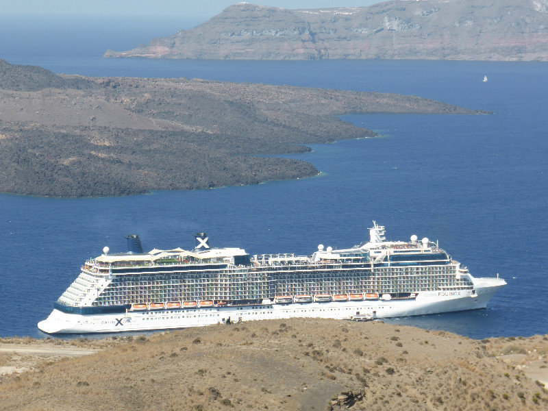 Cruise Ship off Santorini