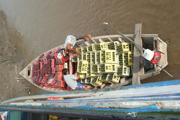 Loading the small boat, off the ferry