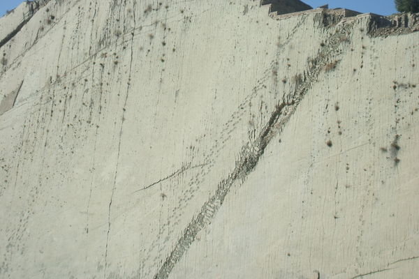 Foot tracks on the limestone wall