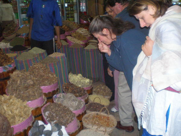 Wendy &Ylenana checking out spices in Aswan
