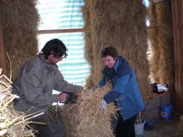 Sawing the bales