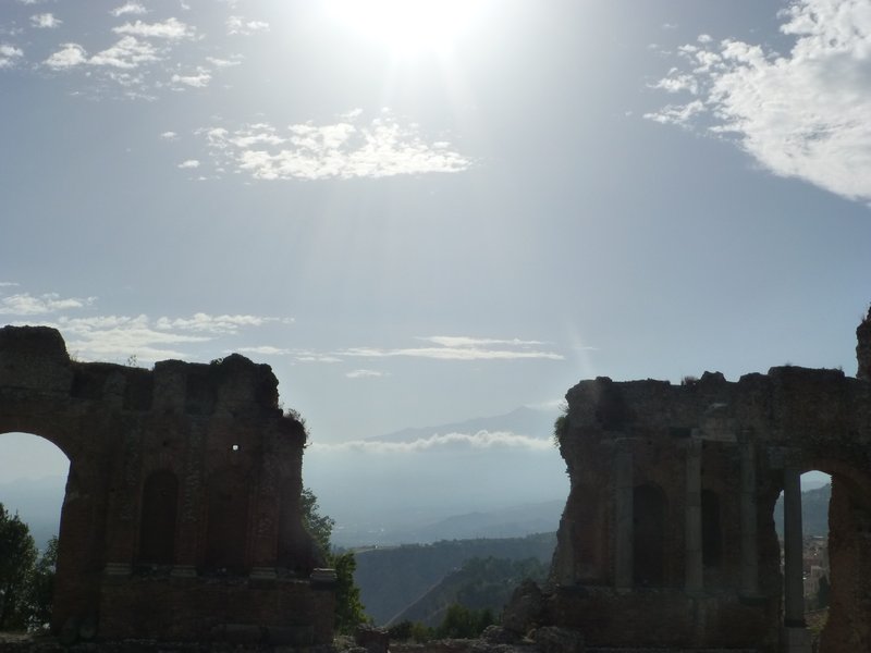 Mt. Etna from Taormina and Greek Theatre