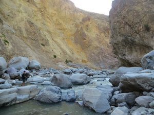 At the bottom of the canyon, net fishing