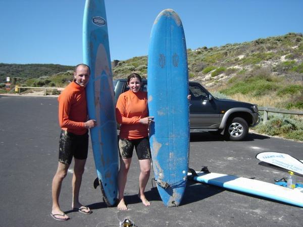 Dave & Gem finish their second surf lesson, Margaret Rivermouth