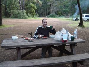 Dave eating in a National Park