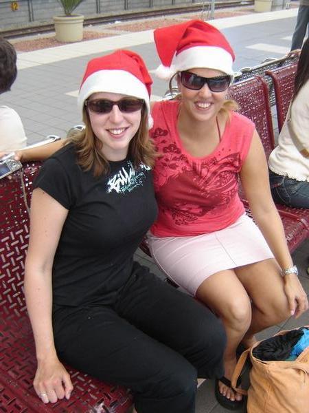 Gem and Katja waiting for the train, Christmas Morning