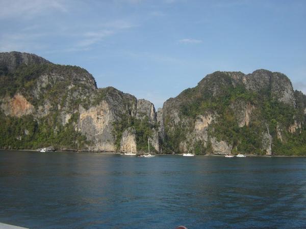 Approaching Ko Phi Phi by boat