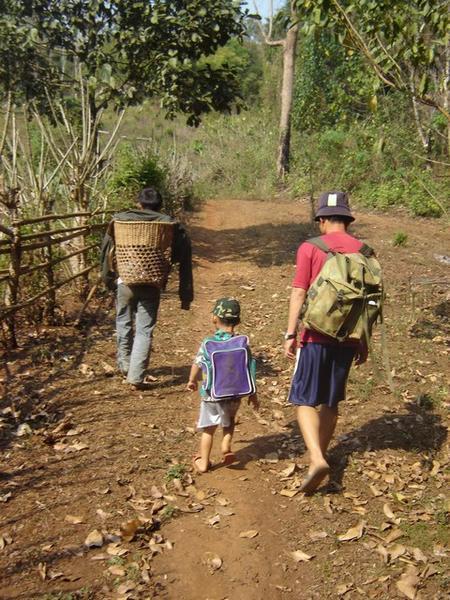 Noom and son leave the village