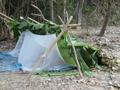 Our bamboo shelter on the riverbed