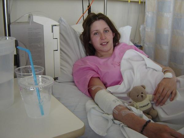 Me and Fred the Ted in hospital.