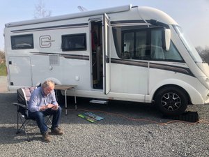 Mike outside our Motorhome