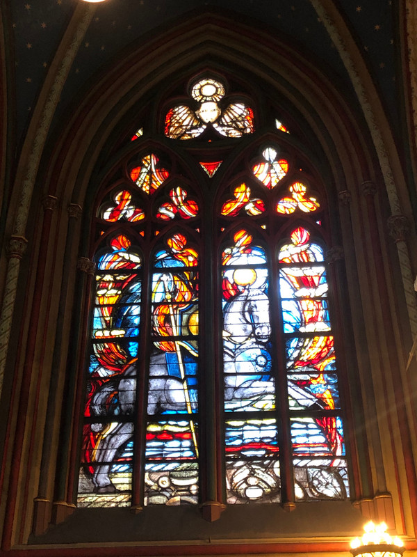 One of the stained glass windows