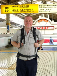 Mike waiting for the Bullet Train