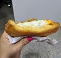 Egg filled fried arepa, local food in Barranquilla