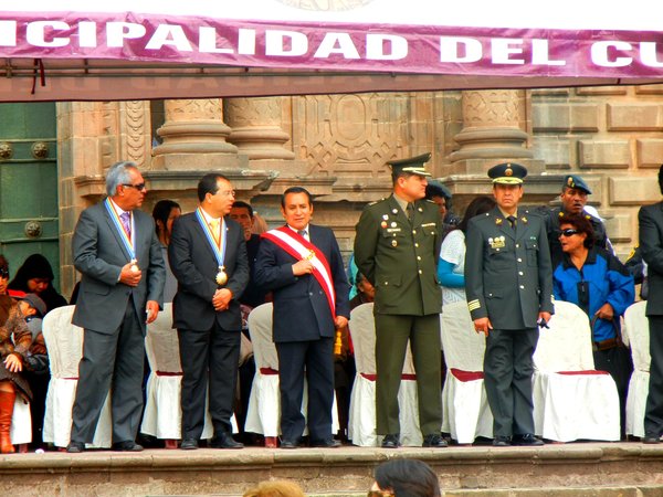 Government Officials watching the procession /festival in Cusco