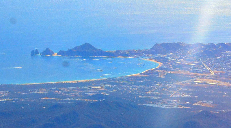 El Arco in Cabo San Lucas from airplane