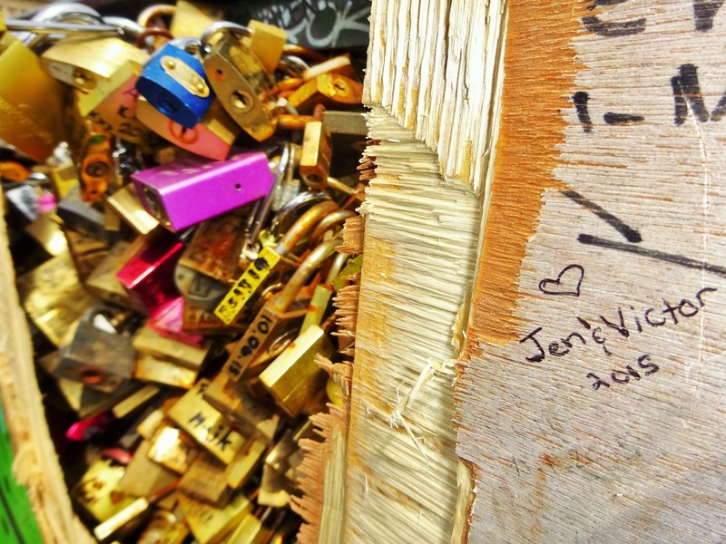Our creative attempt to leave a "mark" on Love Lock Bridge.