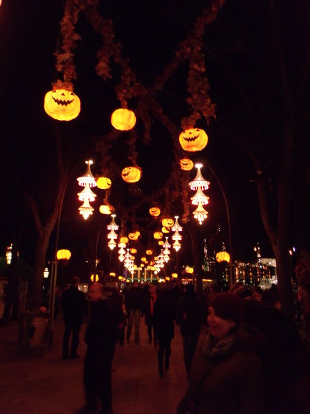 Hanging Pumpkins over the main walkway into Tivoli