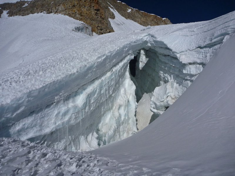 One of the many big crevasses