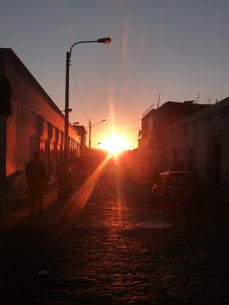 Sunset over Arequipa's streets
