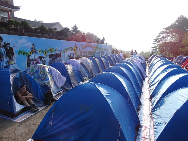 Het tentenkamp op de top