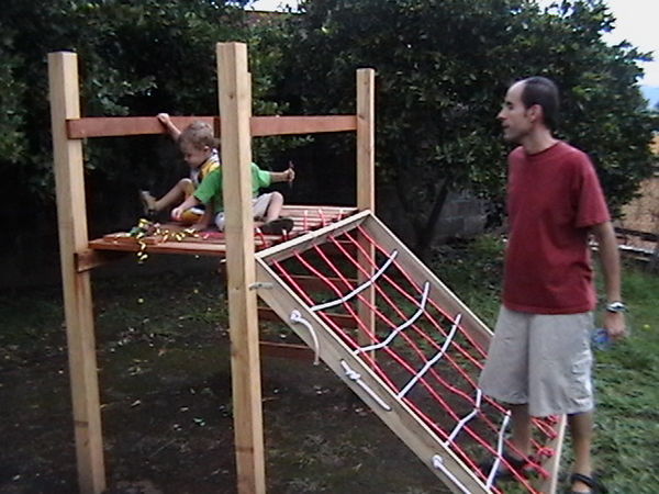 ...on the cool spiderweb Dad built.