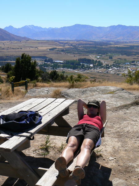 The mother to be relaxes atop Mount Iron