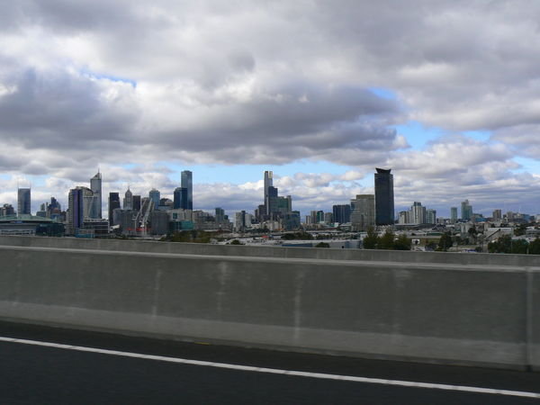Melbourne city-scape snapped from the car