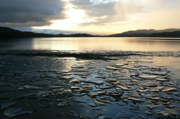 The ice on Loch Insh melts and breaks up