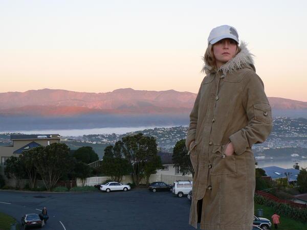 Jo-Ann in pensive mood as she checks out the sunset from Mt Vic
