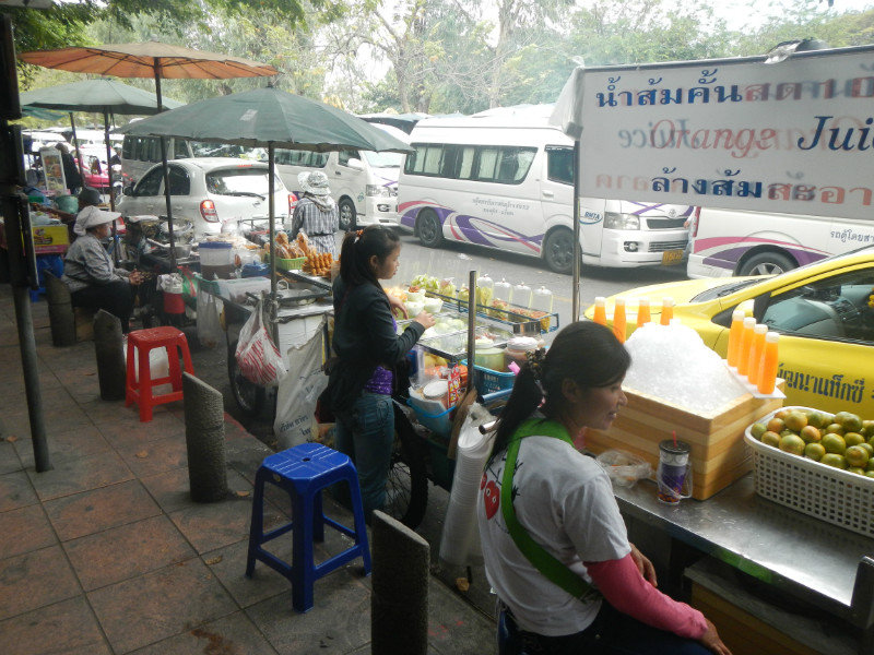 Food stalls outside the market