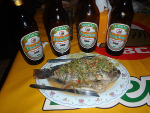 We'll have some fish with our beer please