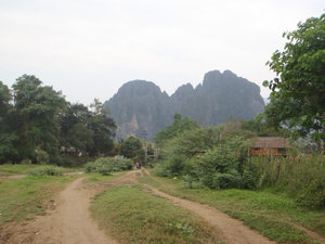 Walkway to our guesthouse in Vang Vieng