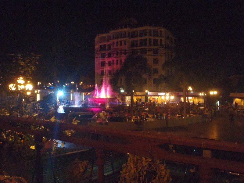 View of the fountain from the restaurant