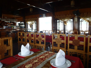 Dining area inside the boat