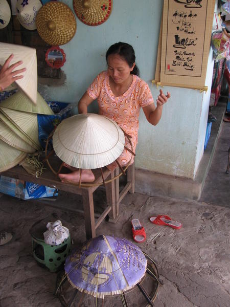 A conical hat workshop in Hue