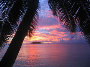 Sunset from our beach house in Fiji
