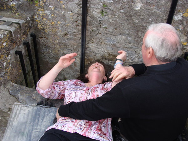 Mom kissing the blarney stone