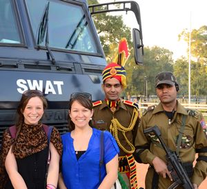Can't let them loose - a SWAT escort India Gate Delhi