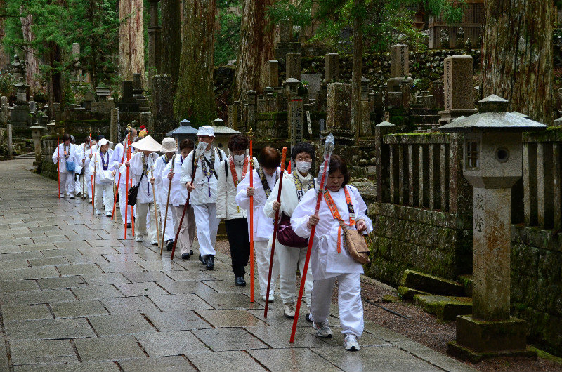 Pilgrims heading to the Kukai Mausoleum, Koya San