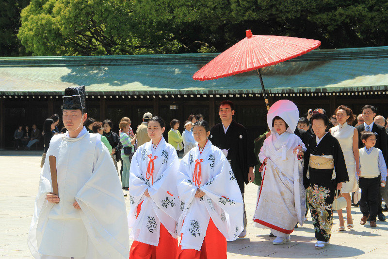 Here comes the bride, Meiji temple.