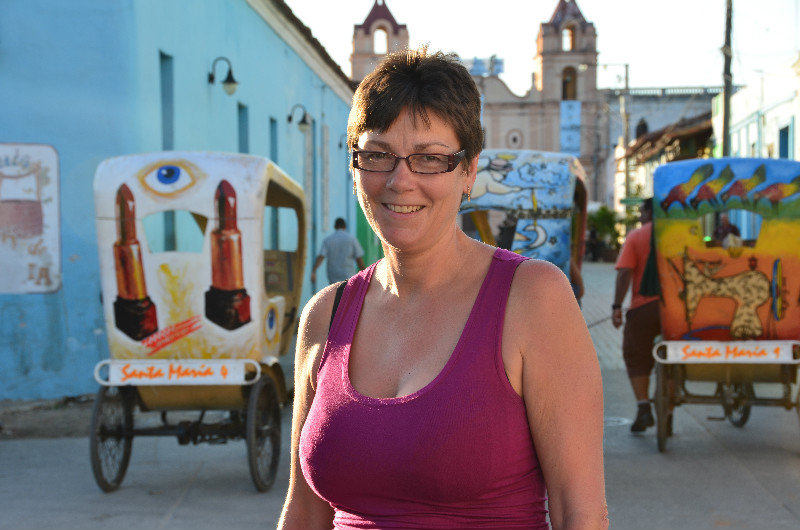 C at Plaza del Carmen, Camaguey with fancy Bici taxis