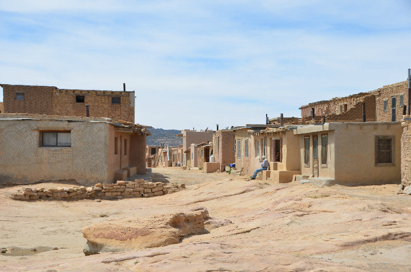 Acoma Pueblo with natural water trough in the foreground - Acoma