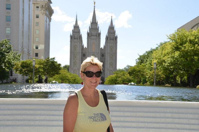 C in front of the Mormon temple - SLC